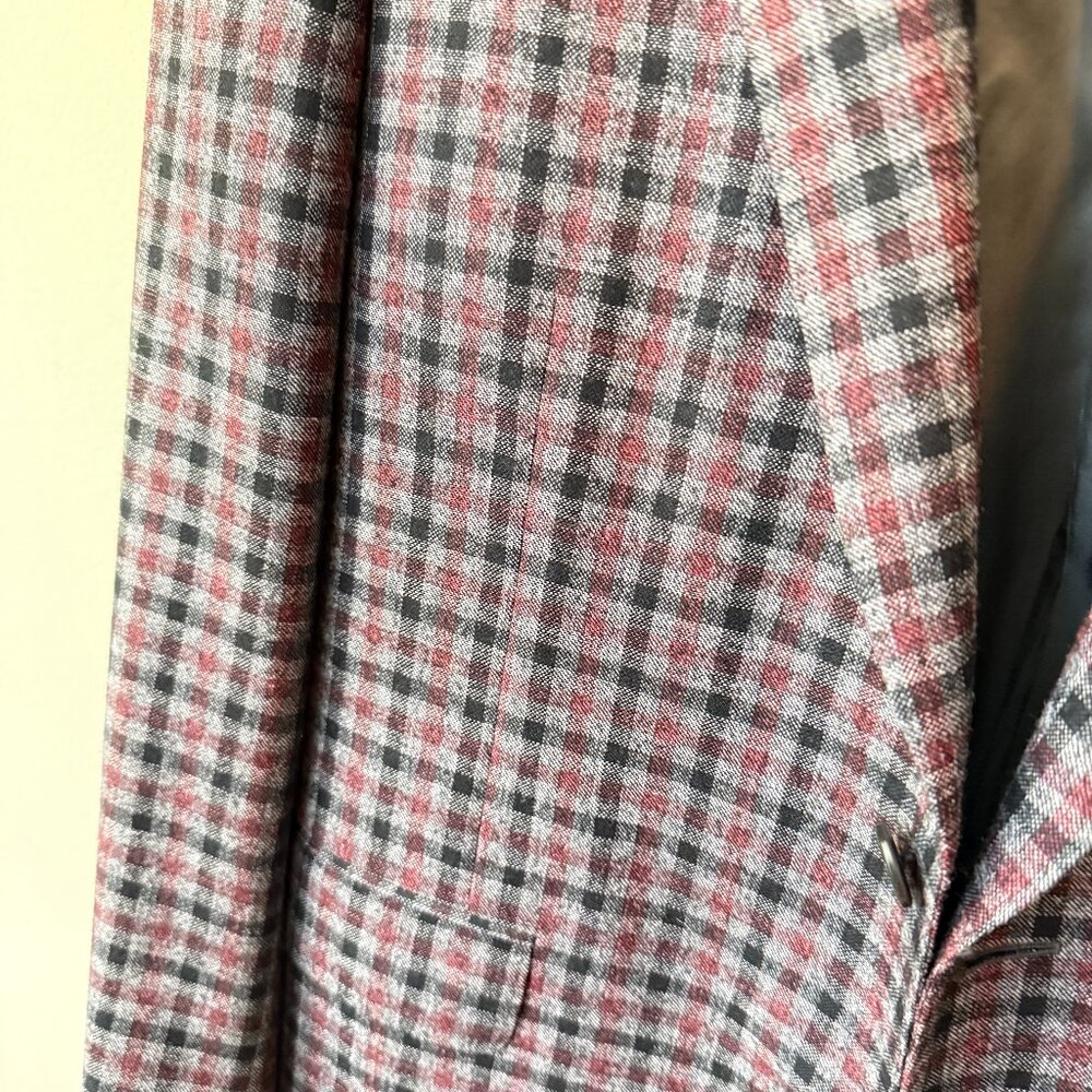 Samuelsohn Saks Fifth Avenue Men's Wool Silk Linen Plaid Blazer | Size 40R - Picture 4 of 8